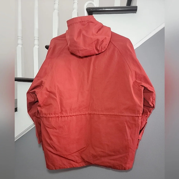 Coudre Jacket Red Large Zip and Snap Button Front Closure Hooded Canvas Pockets - Picture 3 of 6